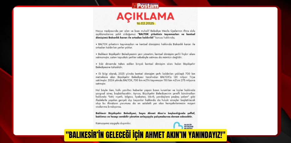 "BALIKESİR’İN GELECEĞİ İÇİN AHMET AKIN’IN YANINDAYIZ!"