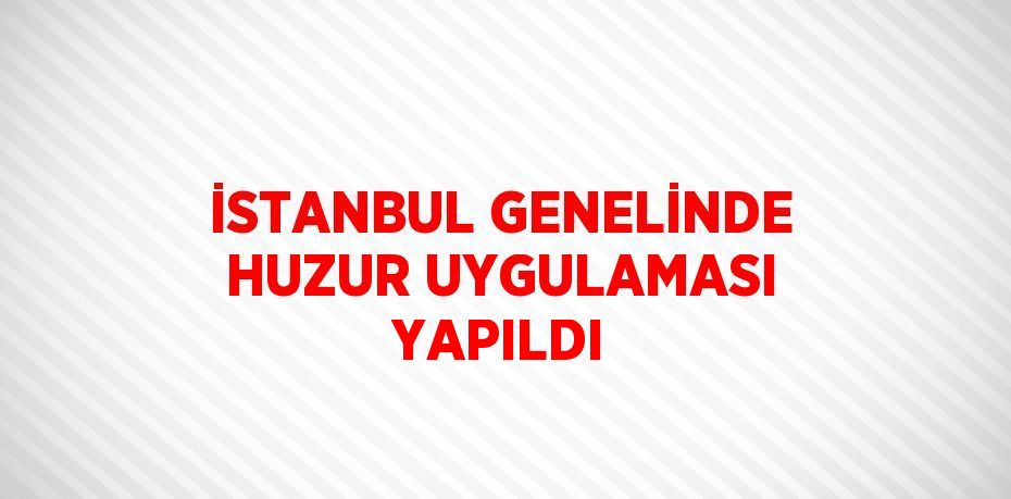 İSTANBUL GENELİNDE HUZUR UYGULAMASI YAPILDI