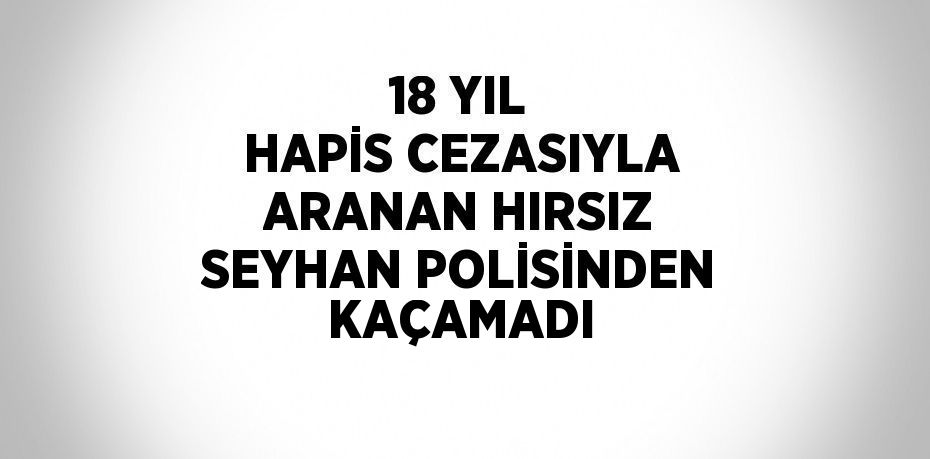 18 YIL HAPİS CEZASIYLA ARANAN HIRSIZ SEYHAN POLİSİNDEN KAÇAMADI