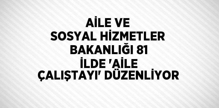 AİLE VE SOSYAL HİZMETLER BAKANLIĞI 81 İLDE 'AİLE ÇALIŞTAYI' DÜZENLİYOR