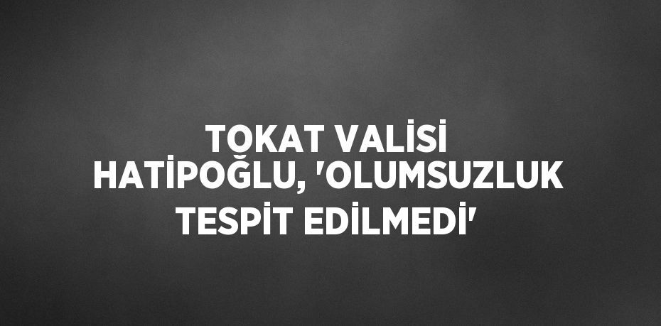 TOKAT VALİSİ HATİPOĞLU, 'OLUMSUZLUK TESPİT EDİLMEDİ'