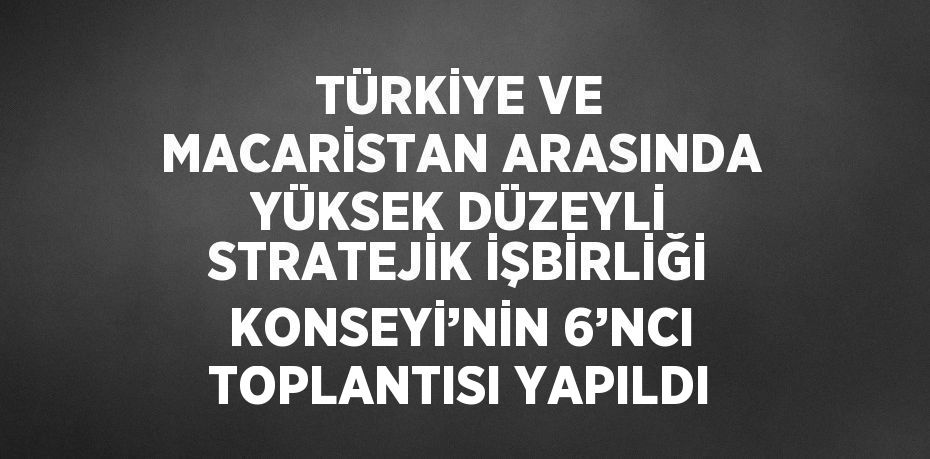 TÜRKİYE VE MACARİSTAN ARASINDA YÜKSEK DÜZEYLİ STRATEJİK İŞBİRLİĞİ KONSEYİ’NİN 6’NCI TOPLANTISI YAPILDI