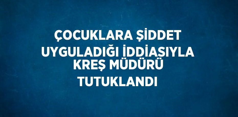 ÇOCUKLARA ŞİDDET UYGULADIĞI İDDİASIYLA KREŞ MÜDÜRÜ TUTUKLANDI