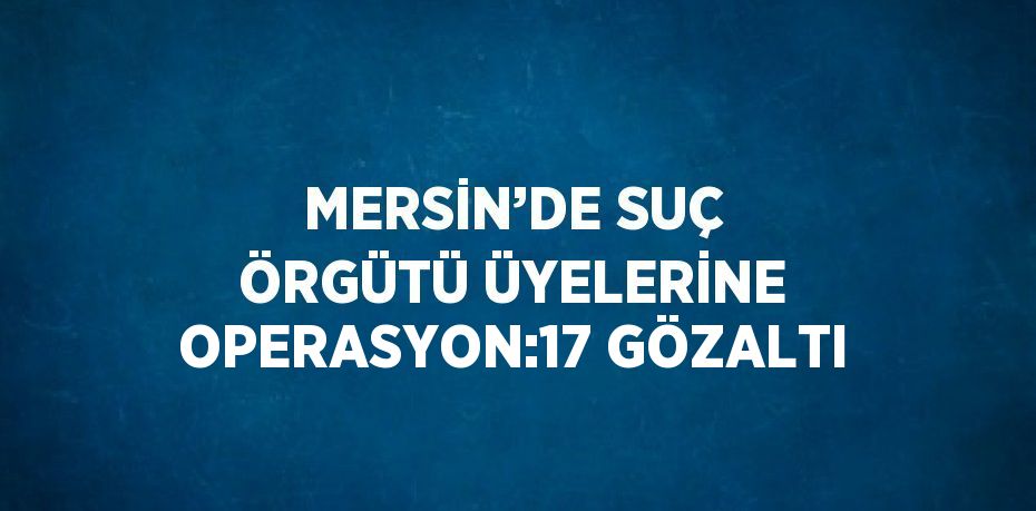 MERSİN’DE SUÇ ÖRGÜTÜ ÜYELERİNE OPERASYON:17 GÖZALTI