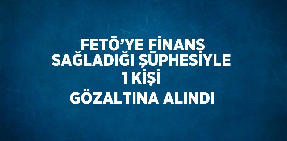 FETÖ’YE FİNANS SAĞLADIĞI ŞÜPHESİYLE 1 KİŞİ GÖZALTINA ALINDI
