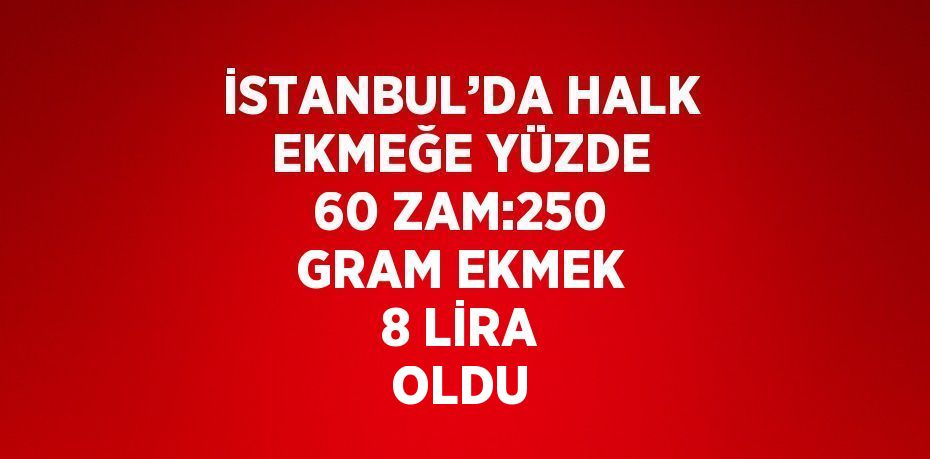 İSTANBUL’DA HALK EKMEĞE YÜZDE 60 ZAM:250 GRAM EKMEK 8 LİRA OLDU