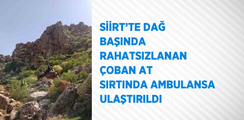 SİİRT’TE DAĞ BAŞINDA RAHATSIZLANAN ÇOBAN AT SIRTINDA AMBULANSA ULAŞTIRILDI