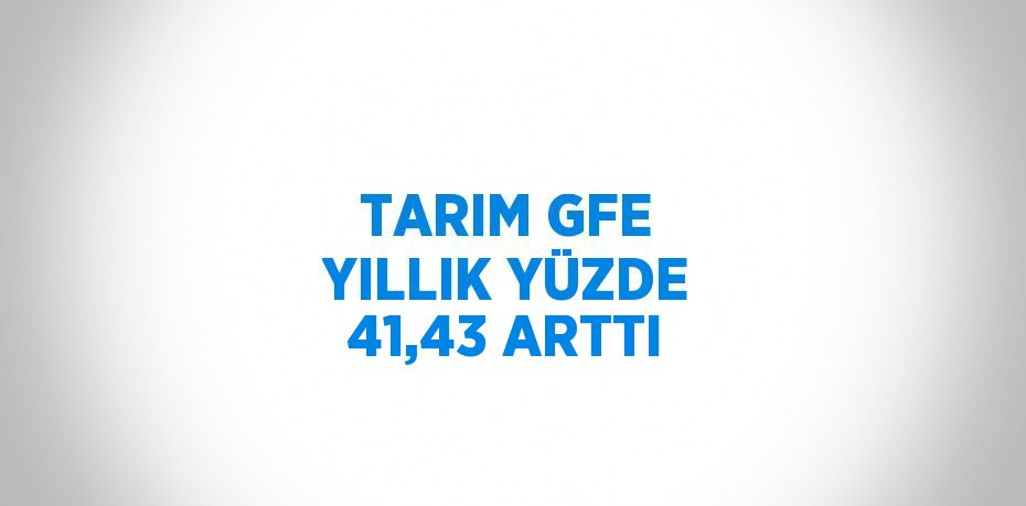TARIM GFE YILLIK YÜZDE 41,43 ARTTI