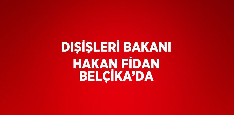 DIŞİŞLERİ BAKANI HAKAN FİDAN BELÇİKA’DA