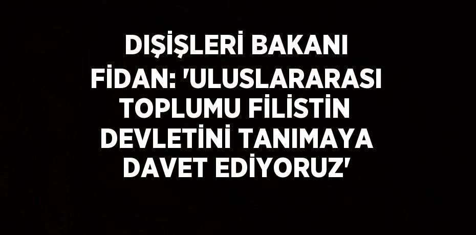 DIŞİŞLERİ BAKANI FİDAN: 'ULUSLARARASI TOPLUMU FİLİSTİN DEVLETİNİ TANIMAYA DAVET EDİYORUZ'