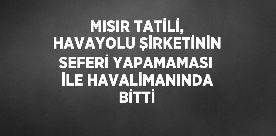 MISIR TATİLİ, HAVAYOLU ŞİRKETİNİN SEFERİ YAPAMAMASI İLE HAVALİMANINDA BİTTİ