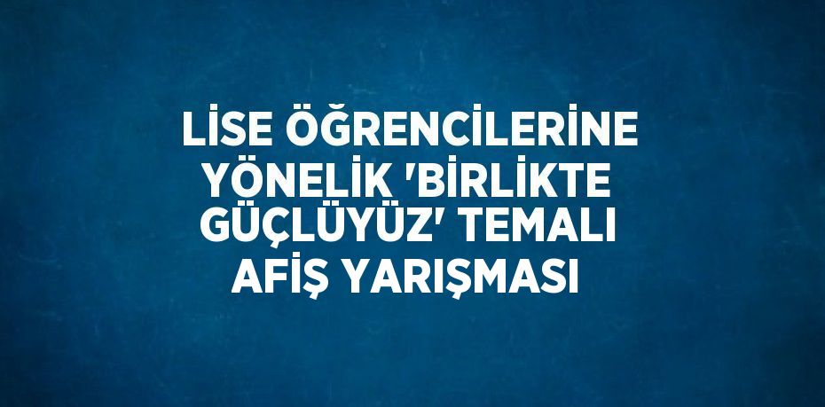 LİSE ÖĞRENCİLERİNE YÖNELİK 'BİRLİKTE GÜÇLÜYÜZ' TEMALI AFİŞ YARIŞMASI