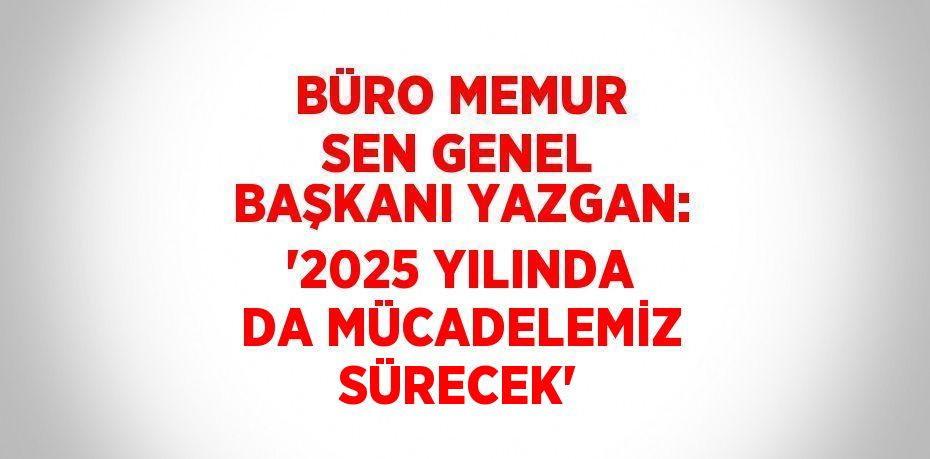 BÜRO MEMUR SEN GENEL BAŞKANI YAZGAN: '2025 YILINDA DA MÜCADELEMİZ SÜRECEK'
