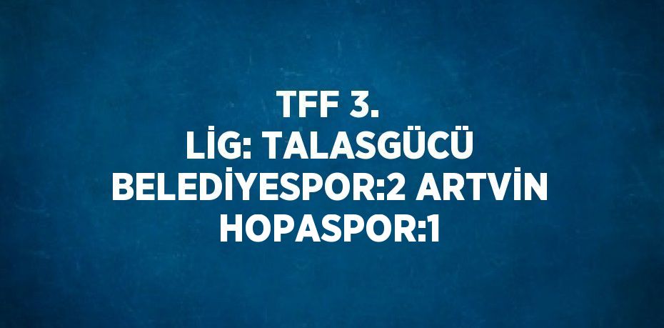 TFF 3. LİG: TALASGÜCÜ BELEDİYESPOR:2 ARTVİN HOPASPOR:1