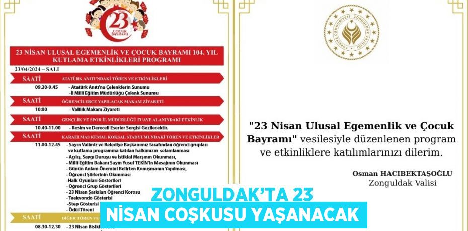 ZONGULDAK’TA 23 NİSAN COŞKUSU YAŞANACAK