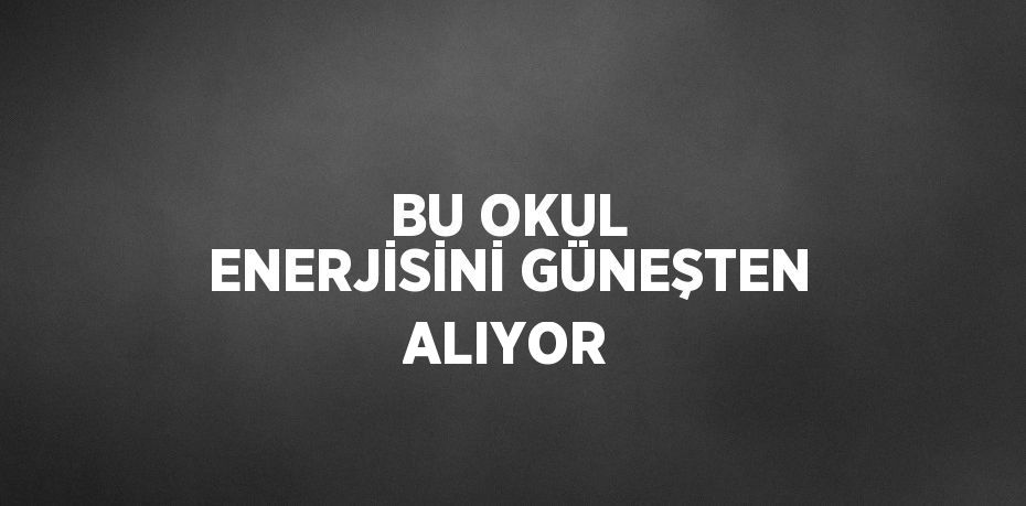 BU OKUL ENERJİSİNİ GÜNEŞTEN ALIYOR