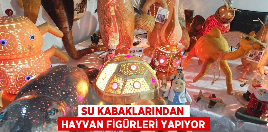 Su kabaklarından hayvan figürleri yapıyor