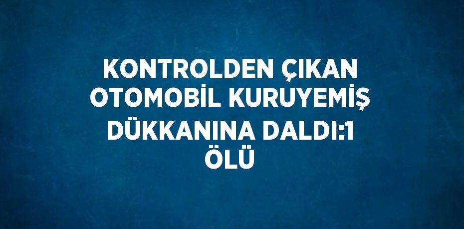 KONTROLDEN ÇIKAN OTOMOBİL KURUYEMİŞ DÜKKANINA DALDI:1 ÖLÜ