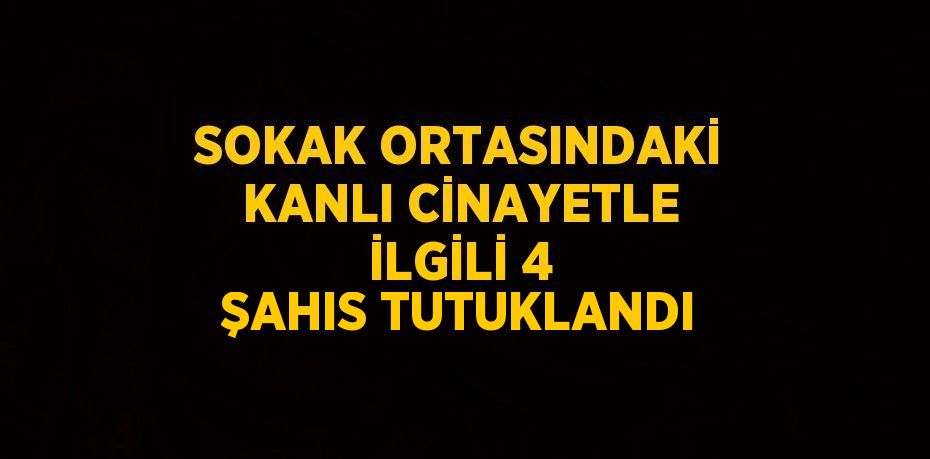 SOKAK ORTASINDAKİ KANLI CİNAYETLE İLGİLİ 4 ŞAHIS TUTUKLANDI