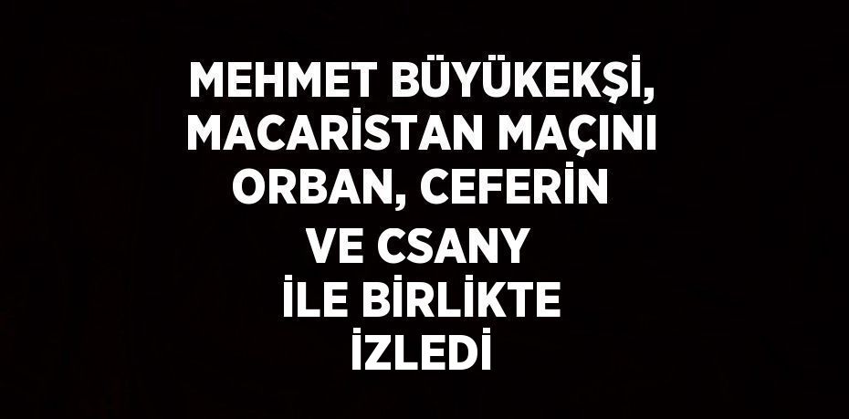 MEHMET BÜYÜKEKŞİ, MACARİSTAN MAÇINI ORBAN, CEFERİN VE CSANY İLE BİRLİKTE İZLEDİ