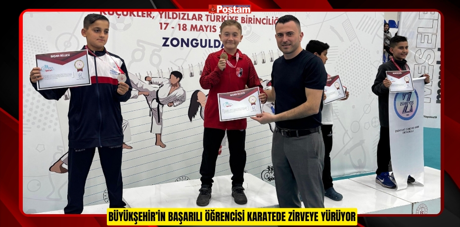 BÜYÜKŞEHİR’İN BAŞARILI ÖĞRENCİSİ KARATEDE ZİRVEYE YÜRÜYOR