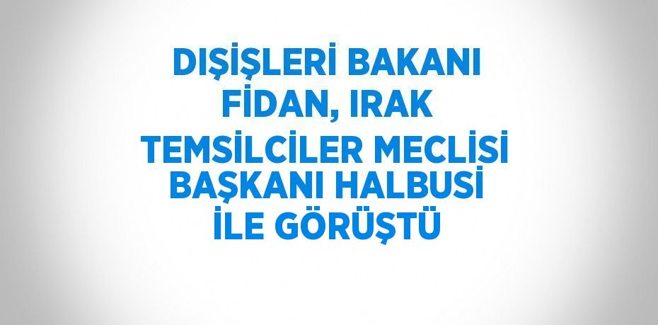 DIŞİŞLERİ BAKANI FİDAN, IRAK TEMSİLCİLER MECLİSİ BAŞKANI HALBUSİ İLE GÖRÜŞTÜ