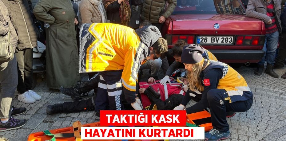 Taktığı kask hayatını kurtardı