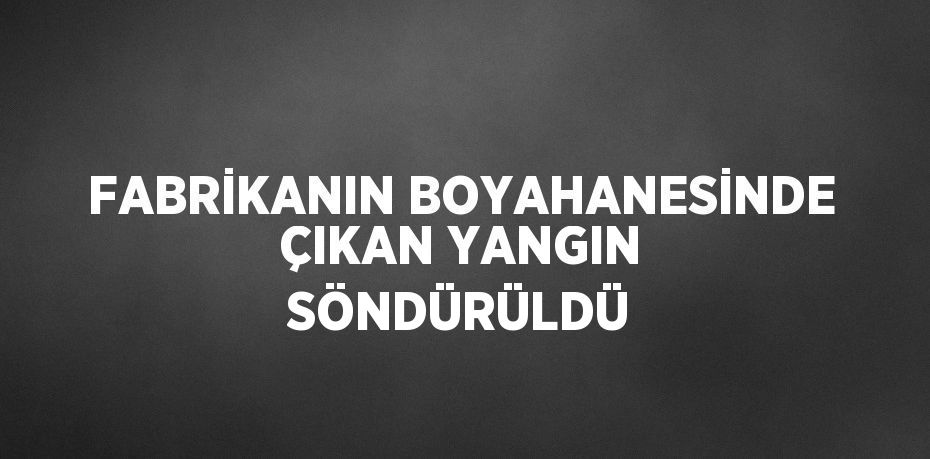 FABRİKANIN BOYAHANESİNDE ÇIKAN YANGIN SÖNDÜRÜLDÜ