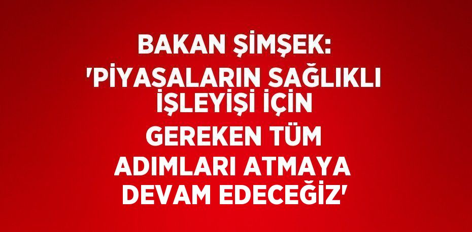 BAKAN ŞİMŞEK: 'PİYASALARIN SAĞLIKLI İŞLEYİŞİ İÇİN GEREKEN TÜM ADIMLARI ATMAYA DEVAM EDECEĞİZ'