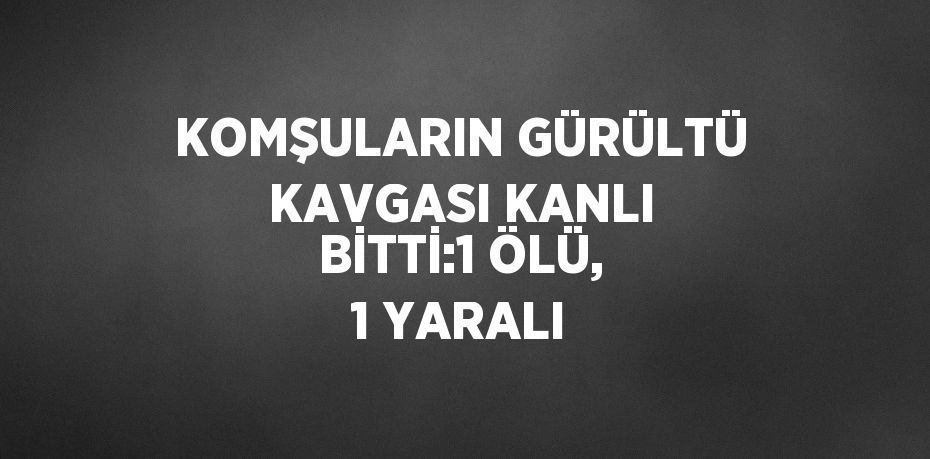 KOMŞULARIN GÜRÜLTÜ KAVGASI KANLI BİTTİ:1 ÖLÜ, 1 YARALI