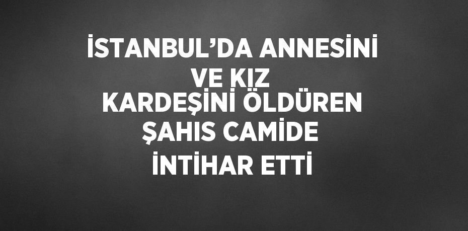 İSTANBUL’DA ANNESİNİ VE KIZ KARDEŞİNİ ÖLDÜREN ŞAHIS CAMİDE İNTİHAR ETTİ