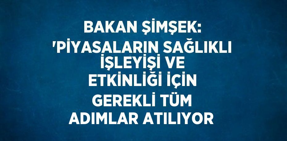 BAKAN ŞİMŞEK: 'PİYASALARIN SAĞLIKLI İŞLEYİŞİ VE ETKİNLİĞİ İÇİN GEREKLİ TÜM ADIMLAR ATILIYOR