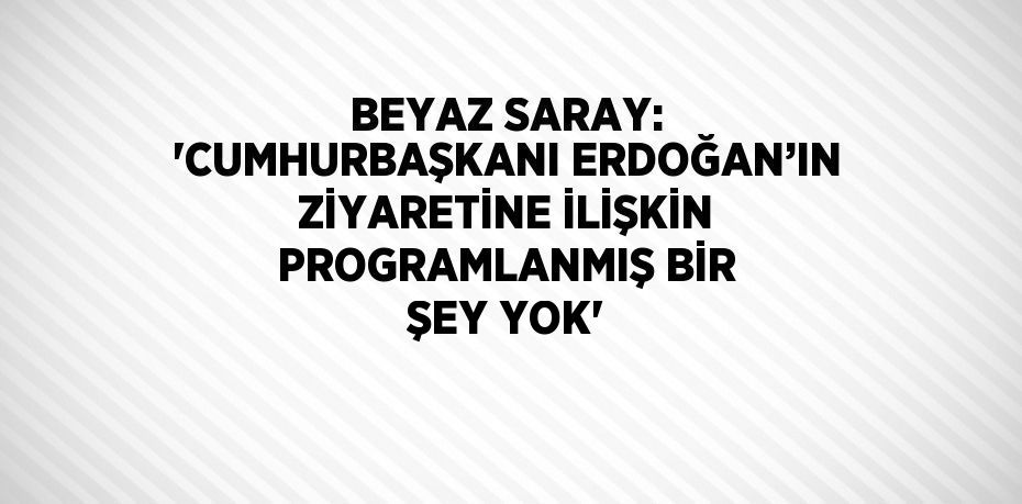 BEYAZ SARAY: 'CUMHURBAŞKANI ERDOĞAN’IN ZİYARETİNE İLİŞKİN PROGRAMLANMIŞ BİR ŞEY YOK'