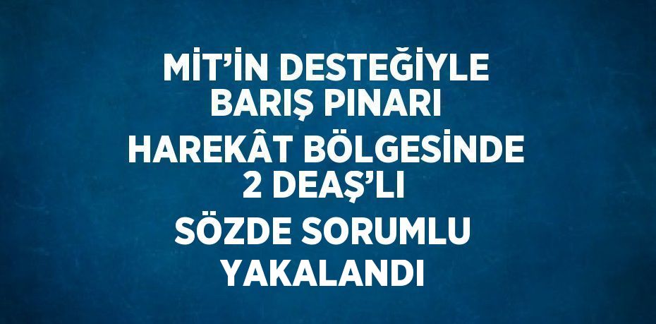 MİT’İN DESTEĞİYLE BARIŞ PINARI HAREKÂT BÖLGESİNDE 2 DEAŞ’LI SÖZDE SORUMLU YAKALANDI
