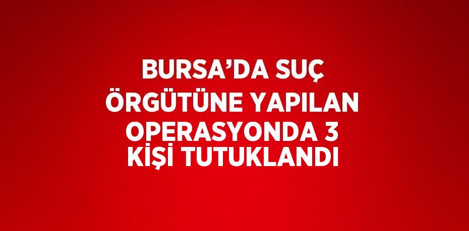 BURSA’DA SUÇ ÖRGÜTÜNE YAPILAN OPERASYONDA 3 KİŞİ TUTUKLANDI