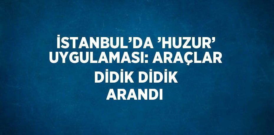 İSTANBUL’DA ’HUZUR’ UYGULAMASI: ARAÇLAR DİDİK DİDİK ARANDI