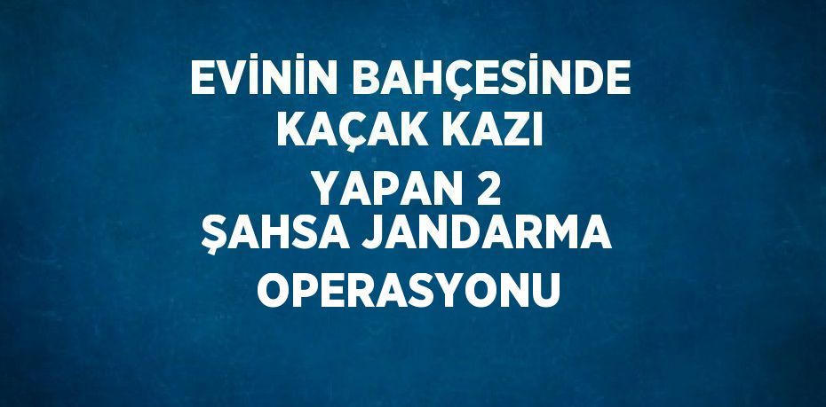 EVİNİN BAHÇESİNDE KAÇAK KAZI YAPAN 2 ŞAHSA JANDARMA OPERASYONU