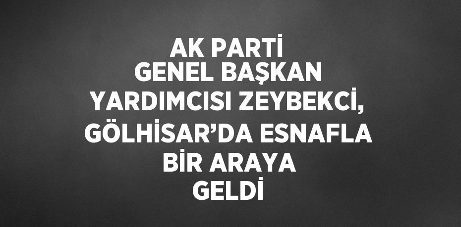 AK PARTİ GENEL BAŞKAN YARDIMCISI ZEYBEKCİ, GÖLHİSAR’DA ESNAFLA BİR ARAYA GELDİ