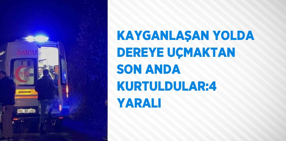KAYGANLAŞAN YOLDA DEREYE UÇMAKTAN SON ANDA KURTULDULAR:4 YARALI
