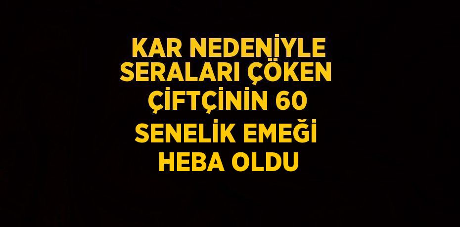 KAR NEDENİYLE SERALARI ÇÖKEN ÇİFTÇİNİN 60 SENELİK EMEĞİ HEBA OLDU