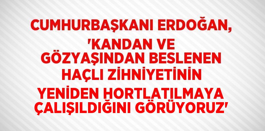 CUMHURBAŞKANI ERDOĞAN, 'KANDAN VE GÖZYAŞINDAN BESLENEN HAÇLI ZİHNİYETİNİN YENİDEN HORTLATILMAYA ÇALIŞILDIĞINI GÖRÜYORUZ'