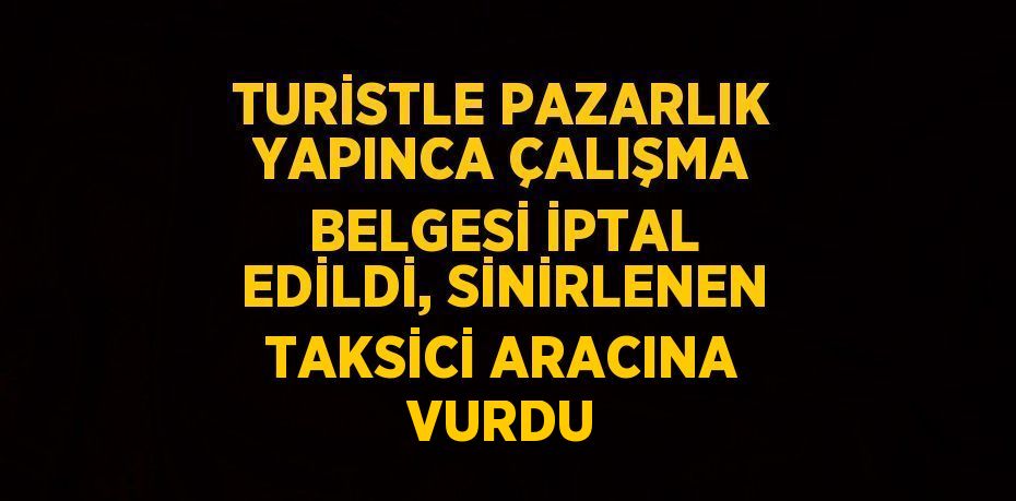 TURİSTLE PAZARLIK YAPINCA ÇALIŞMA BELGESİ İPTAL EDİLDİ, SİNİRLENEN TAKSİCİ ARACINA VURDU