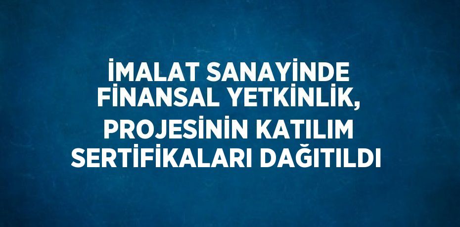 İMALAT SANAYİNDE FİNANSAL YETKİNLİK, PROJESİNİN KATILIM SERTİFİKALARI DAĞITILDI