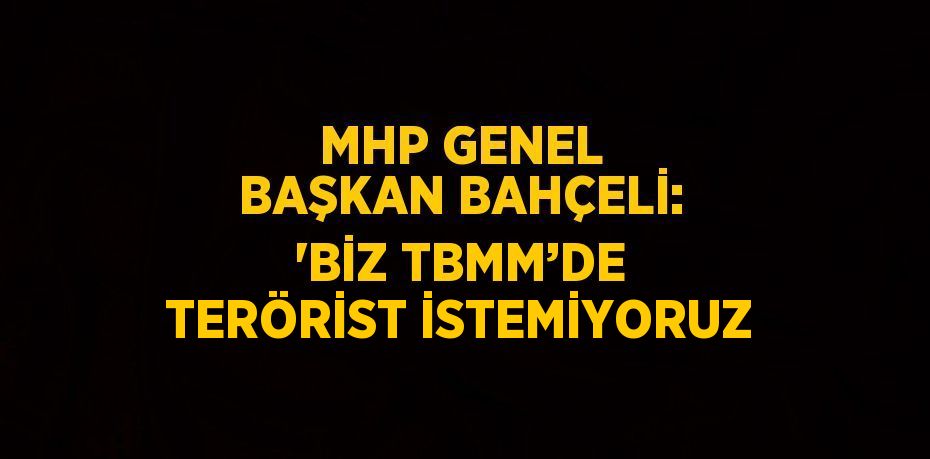 MHP GENEL BAŞKAN BAHÇELİ: 'BİZ TBMM’DE TERÖRİST İSTEMİYORUZ