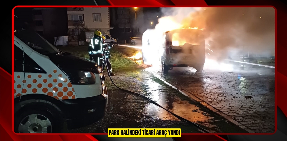 Park halindeki ticari araç yandı