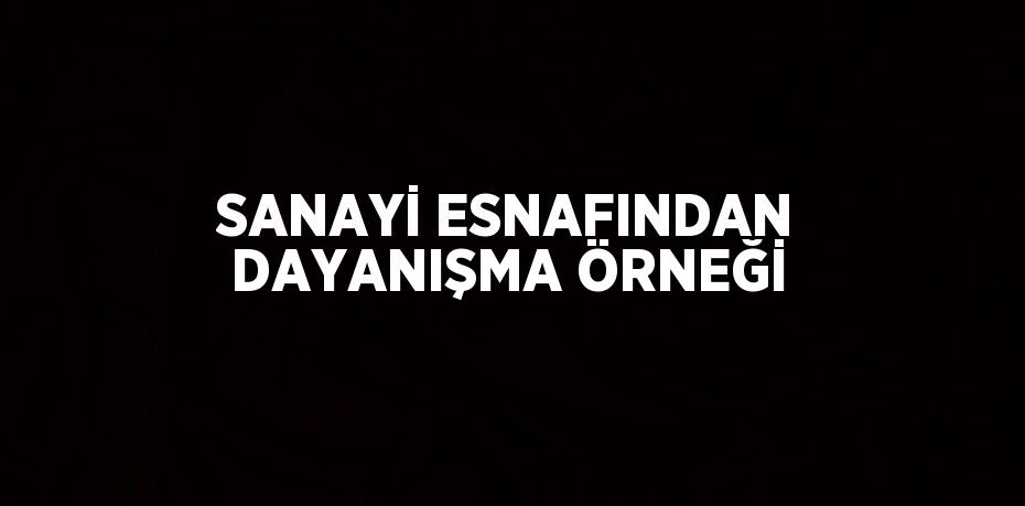 SANAYİ ESNAFINDAN DAYANIŞMA ÖRNEĞİ