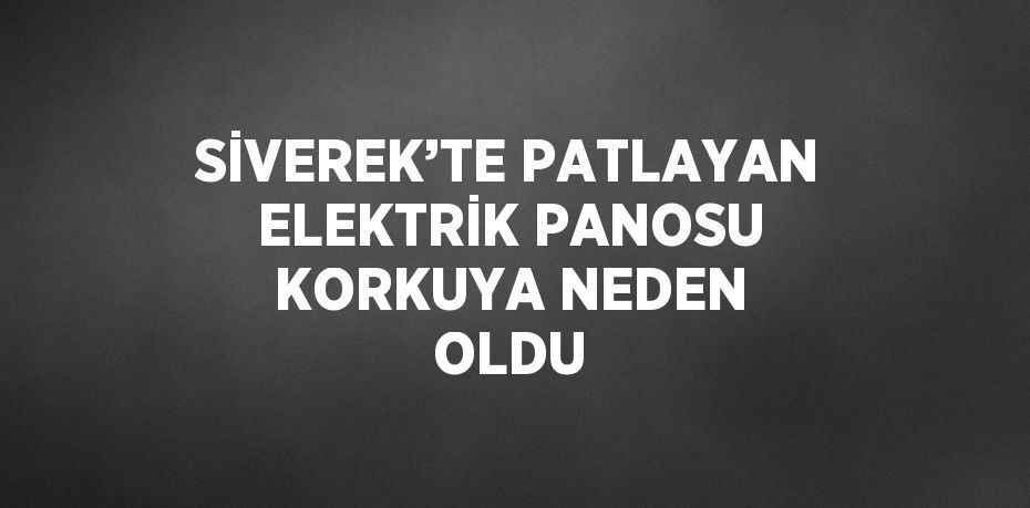 SİVEREK’TE PATLAYAN ELEKTRİK PANOSU KORKUYA NEDEN OLDU