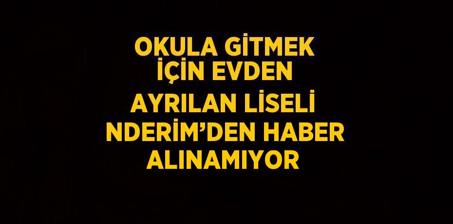 OKULA GİTMEK İÇİN EVDEN AYRILAN LİSELİ NDERİM’DEN HABER ALINAMIYOR