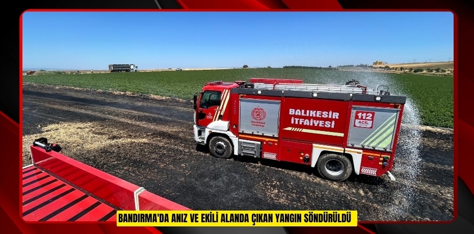 Bandırma'da anız ve ekili alanda çıkan yangın söndürüldü  