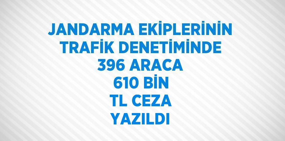 JANDARMA EKİPLERİNİN TRAFİK DENETİMİNDE 396 ARACA 610 BİN TL CEZA YAZILDI